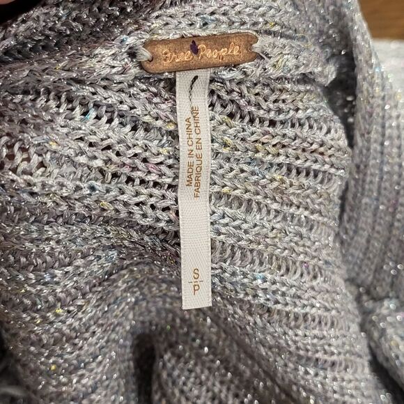 Free People Silver & Rainbow Knit Asymmetrical Sweater Small NWOT - Picture 5 of 8